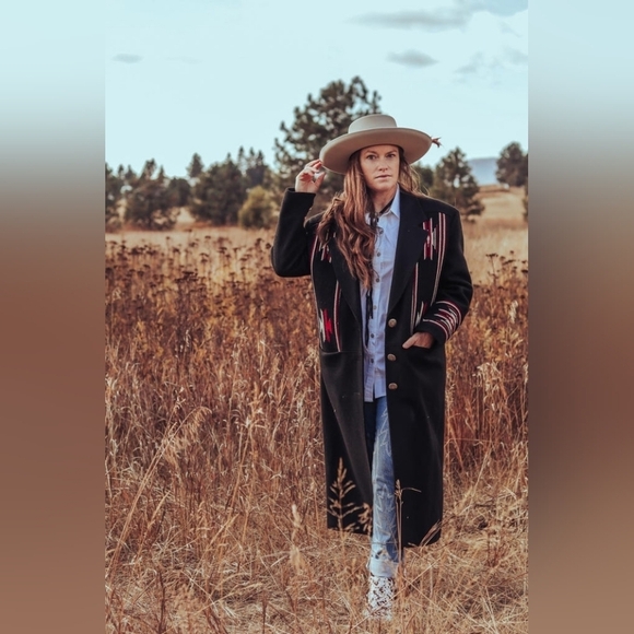 VTG NWT PIONEER WEAR Tooled Leather Wool Duster Jacket Overcoat - Picture 13 of 13